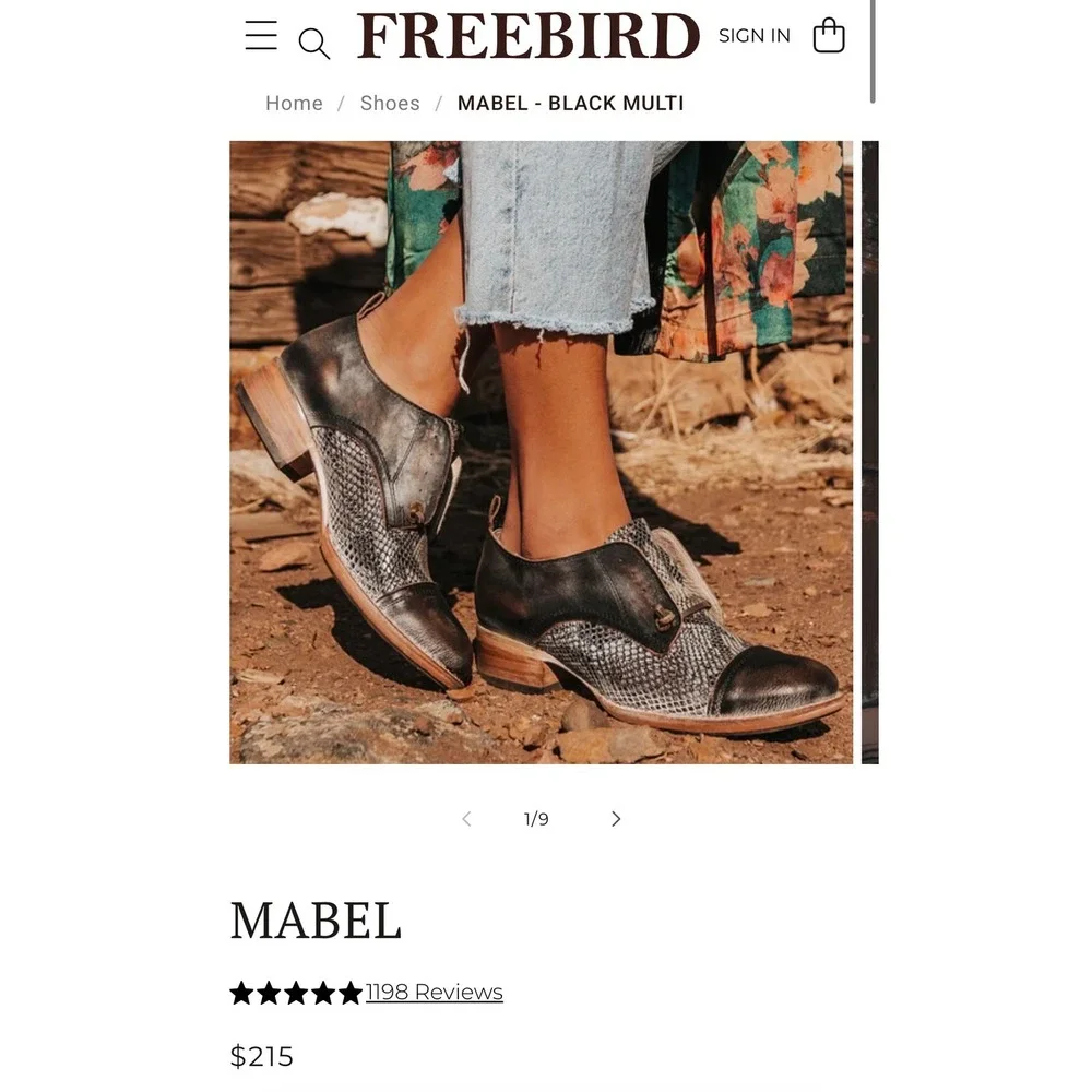Freebird Mabel Oxford Leather Shoes Black Multi Snakeskin , Size 8 - MSRP $215